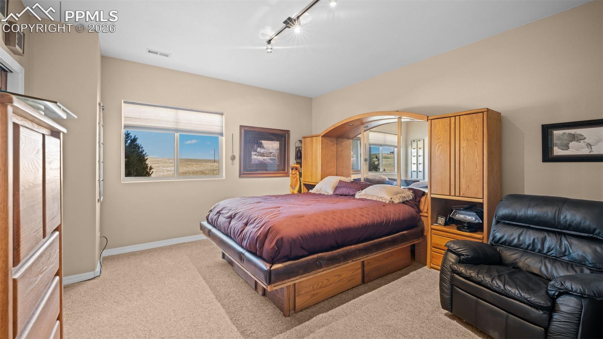 Lower level bedroom with garden level windows