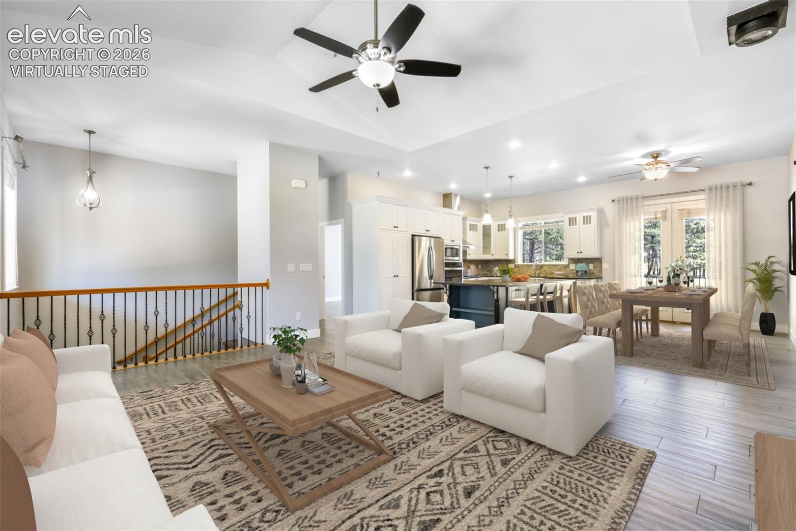 Open concept main level virtually staged