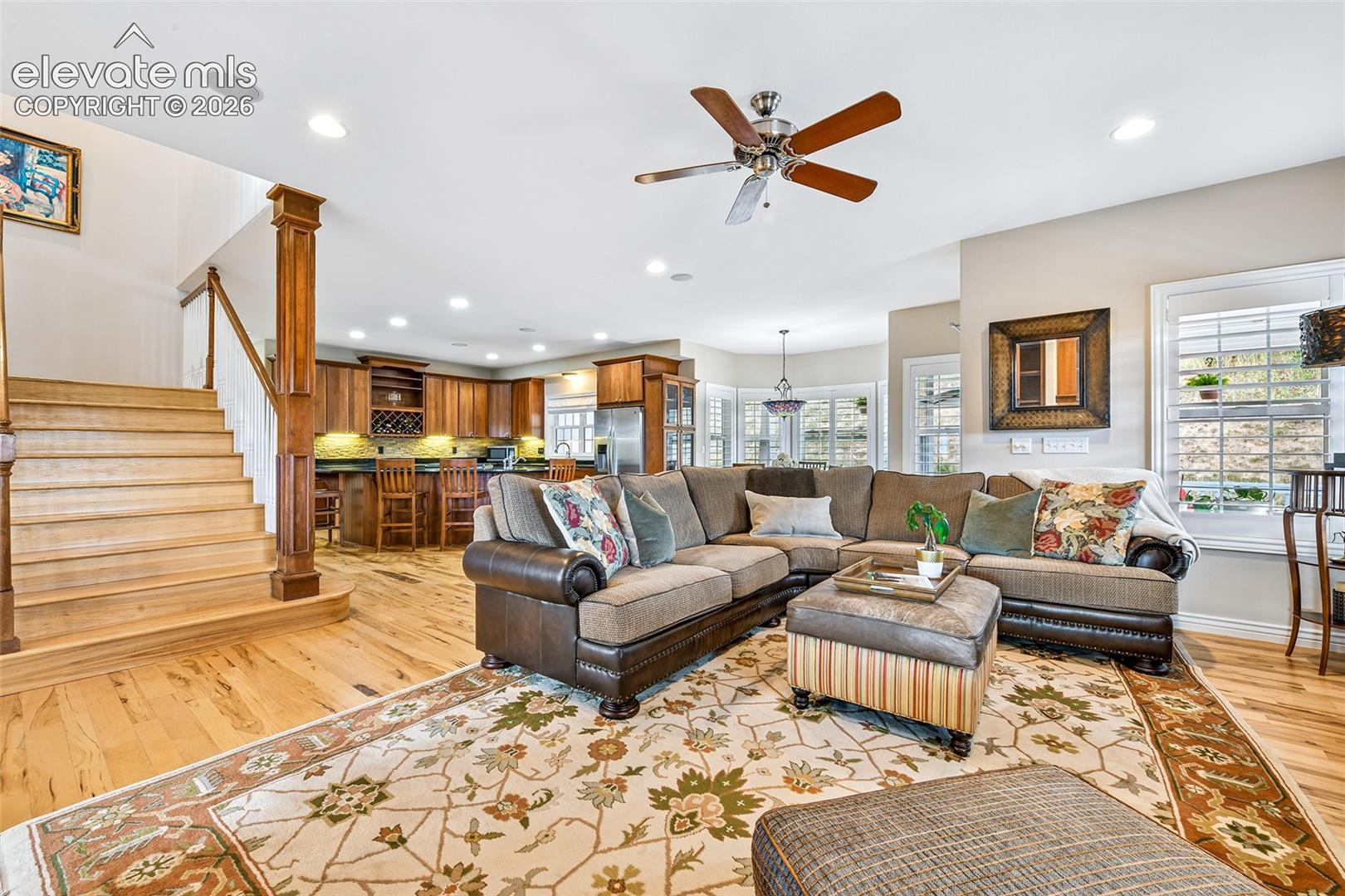 Family room is open to dining area and kitchen