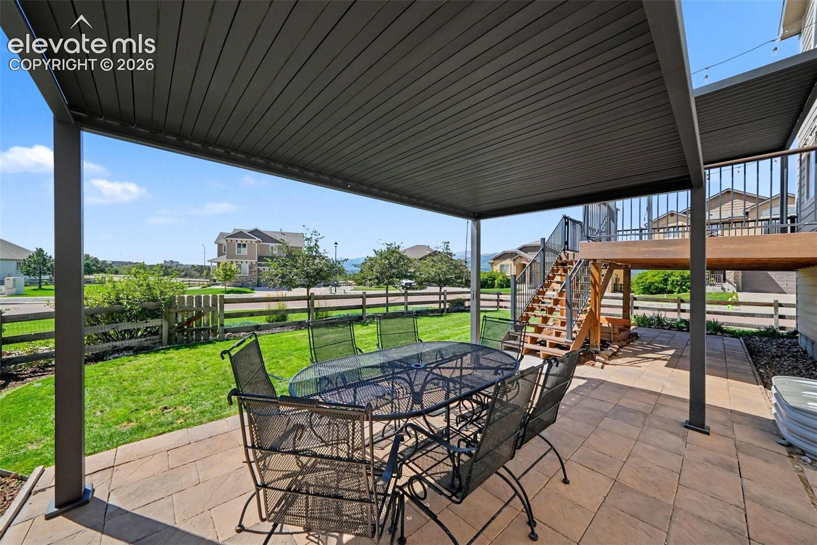 Large Patio and Pergola with Retractable Shade and Adjustable Louvres