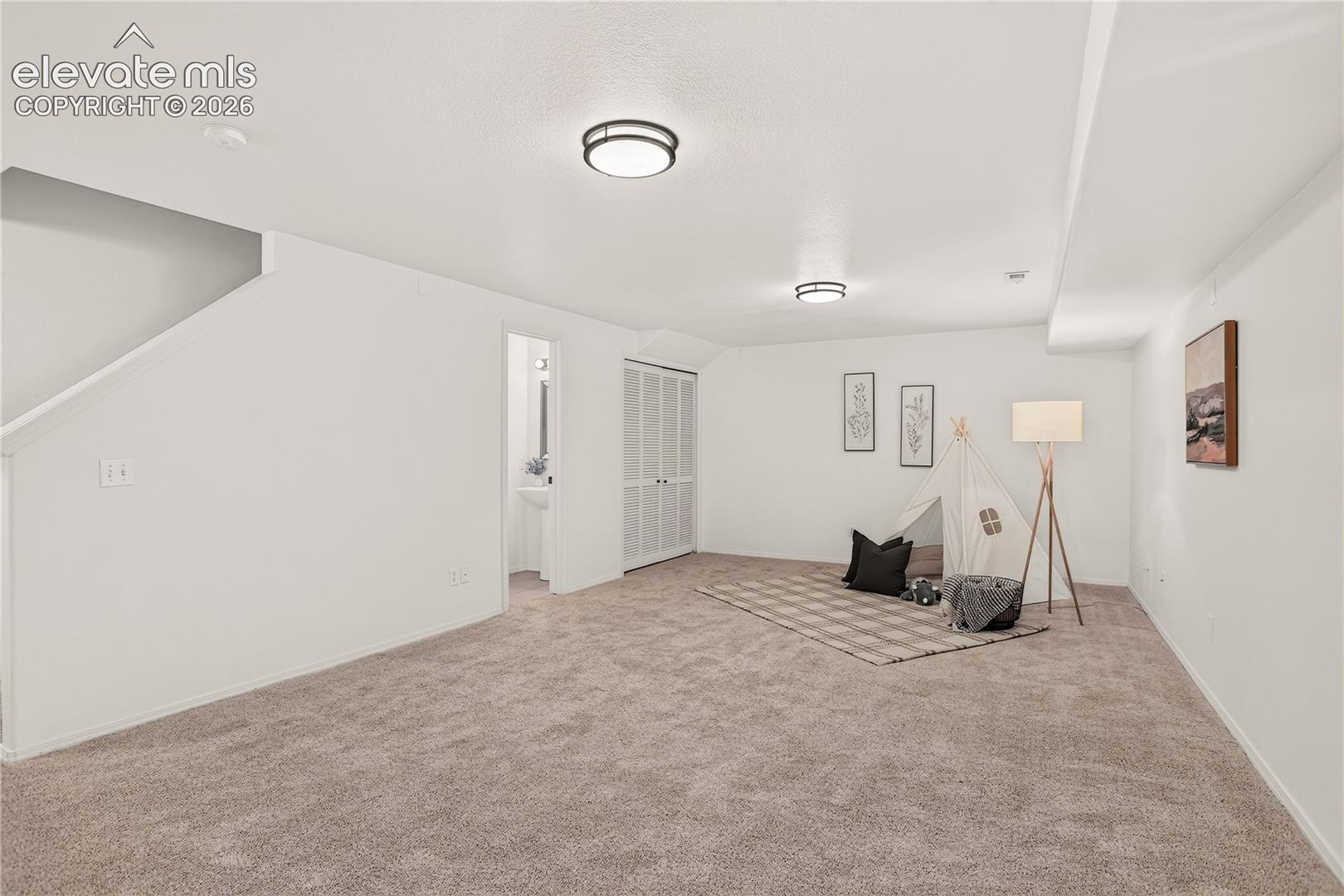 Bedroom #4 in basement with closet and half bath.