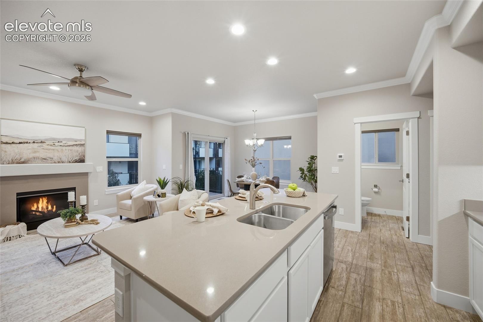 Open kitchen and living room