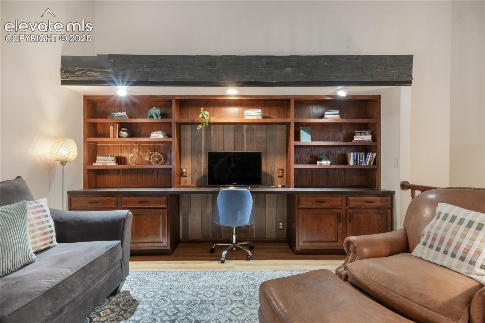 Custom built-in shelving and cabinets