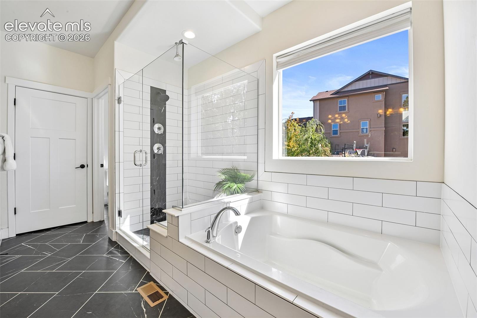 Large soaking tub and walk-in shower