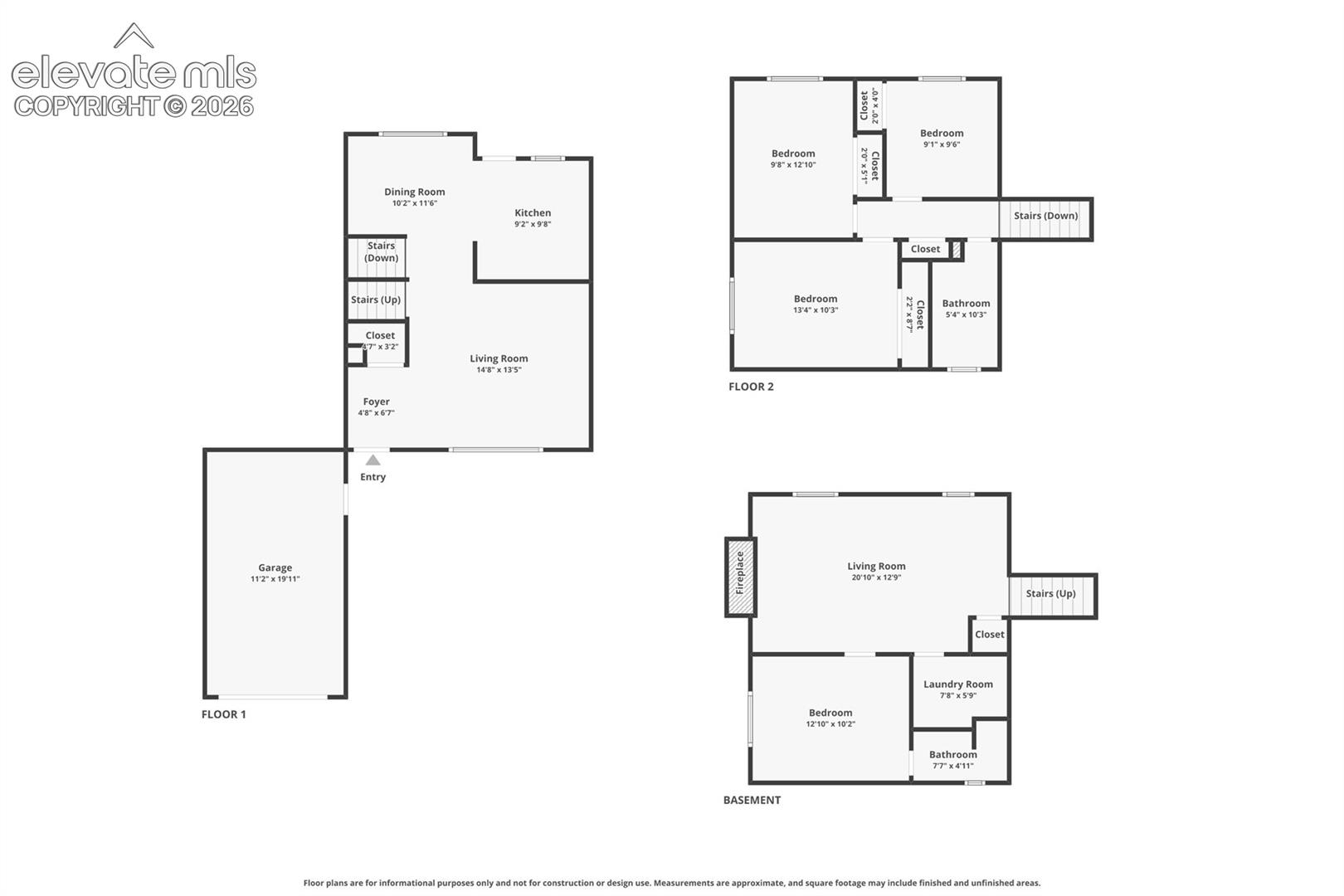 Floor plan showing the functional tri level layout and multiple living spaces.
