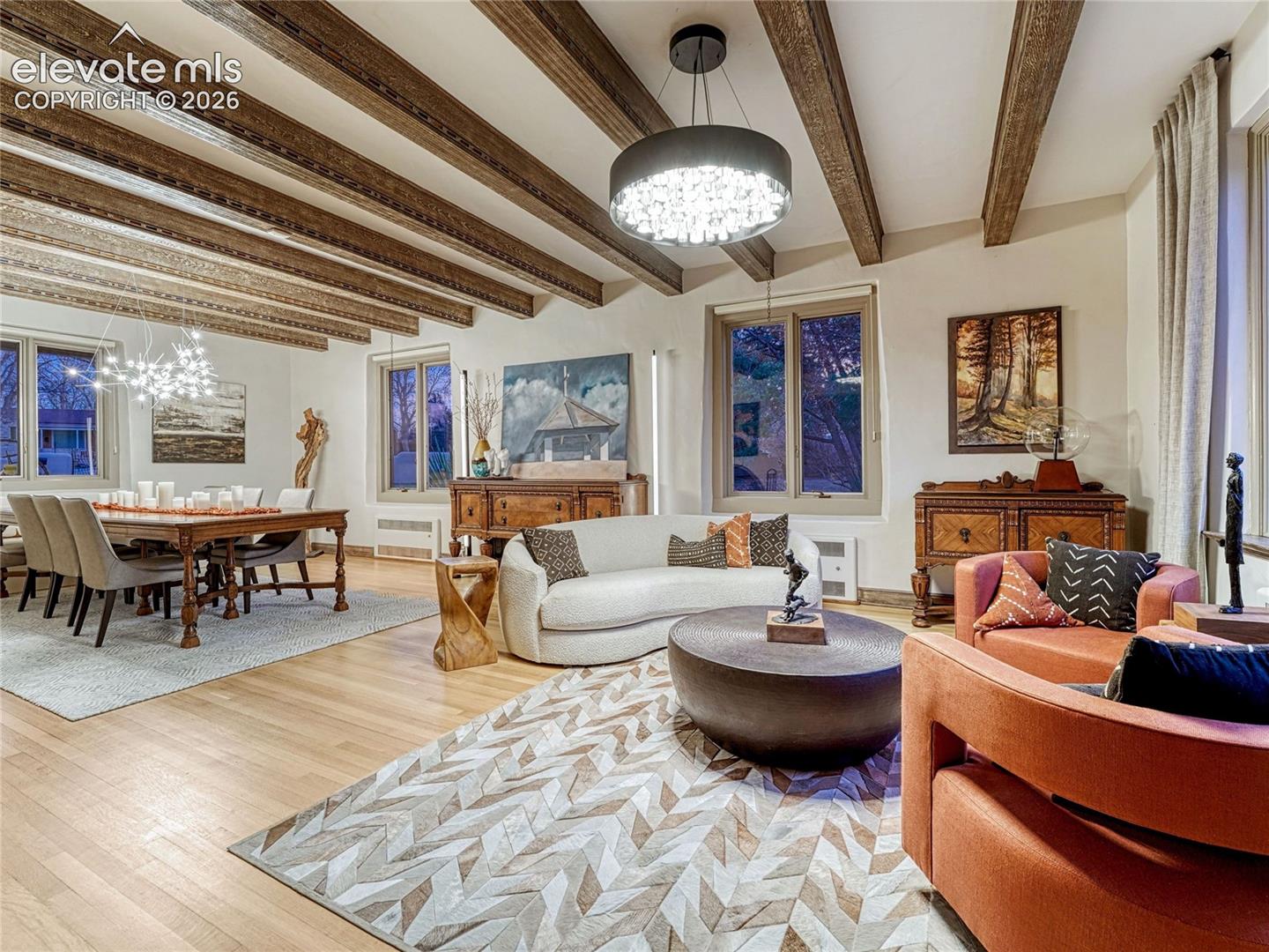 Rich architectural detail with hand-carved wood elements