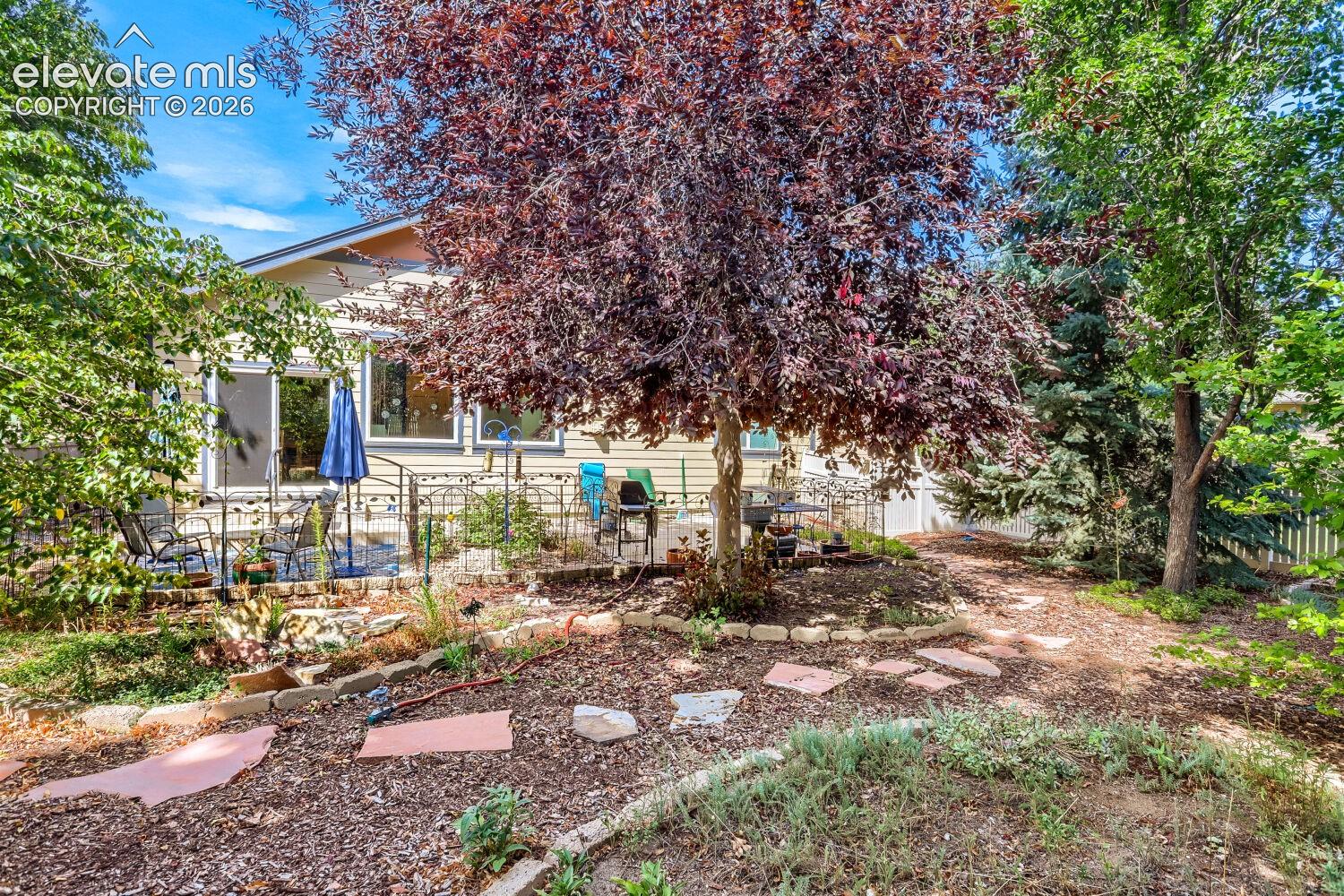 Fully landscaped backyard.