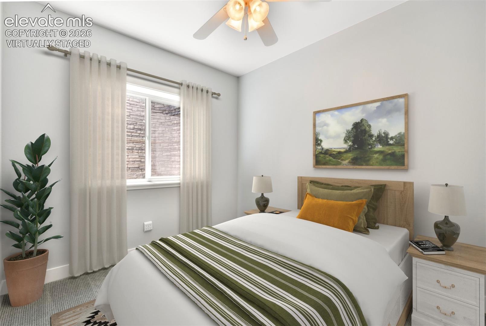 Basement bedroom virtually staged 
