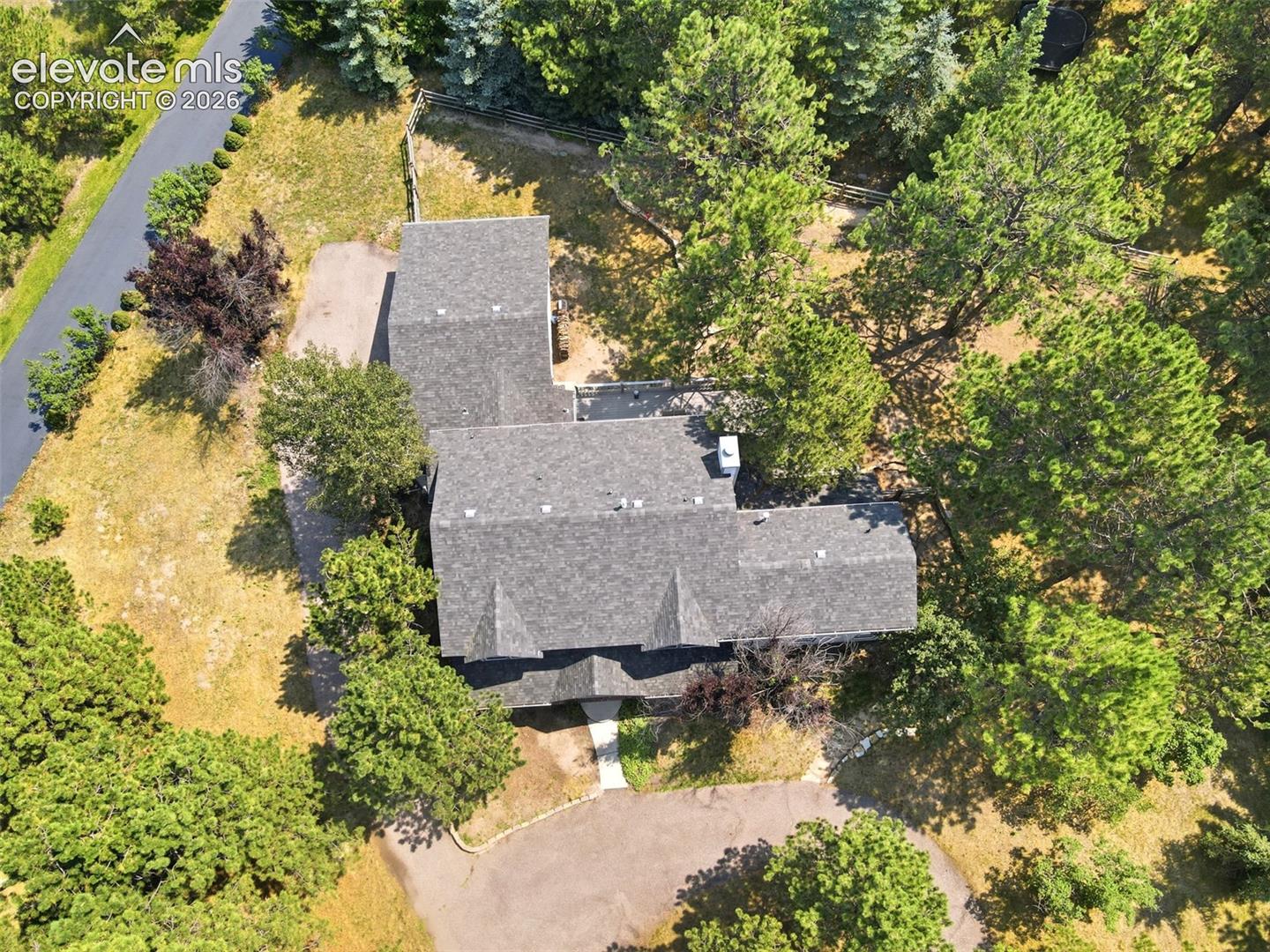 Expansive lot with mature trees and paved, circle driveway