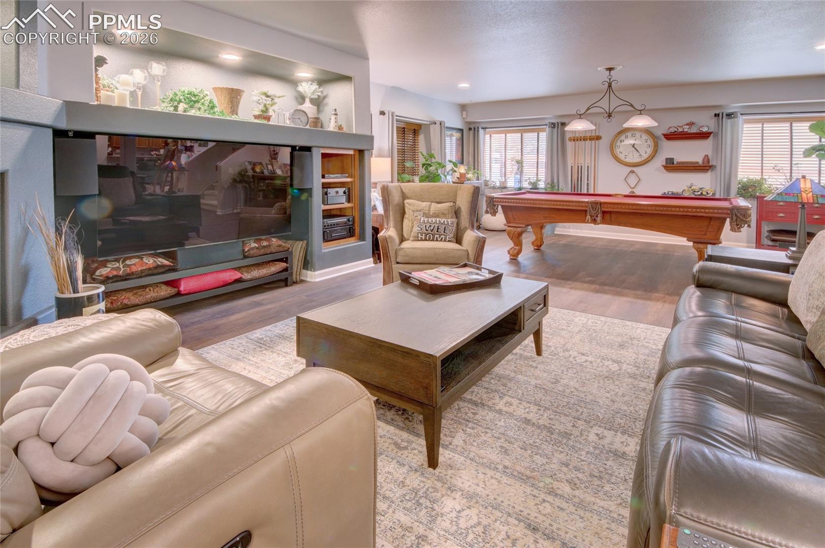 Family room entertainment center and gas fireplace