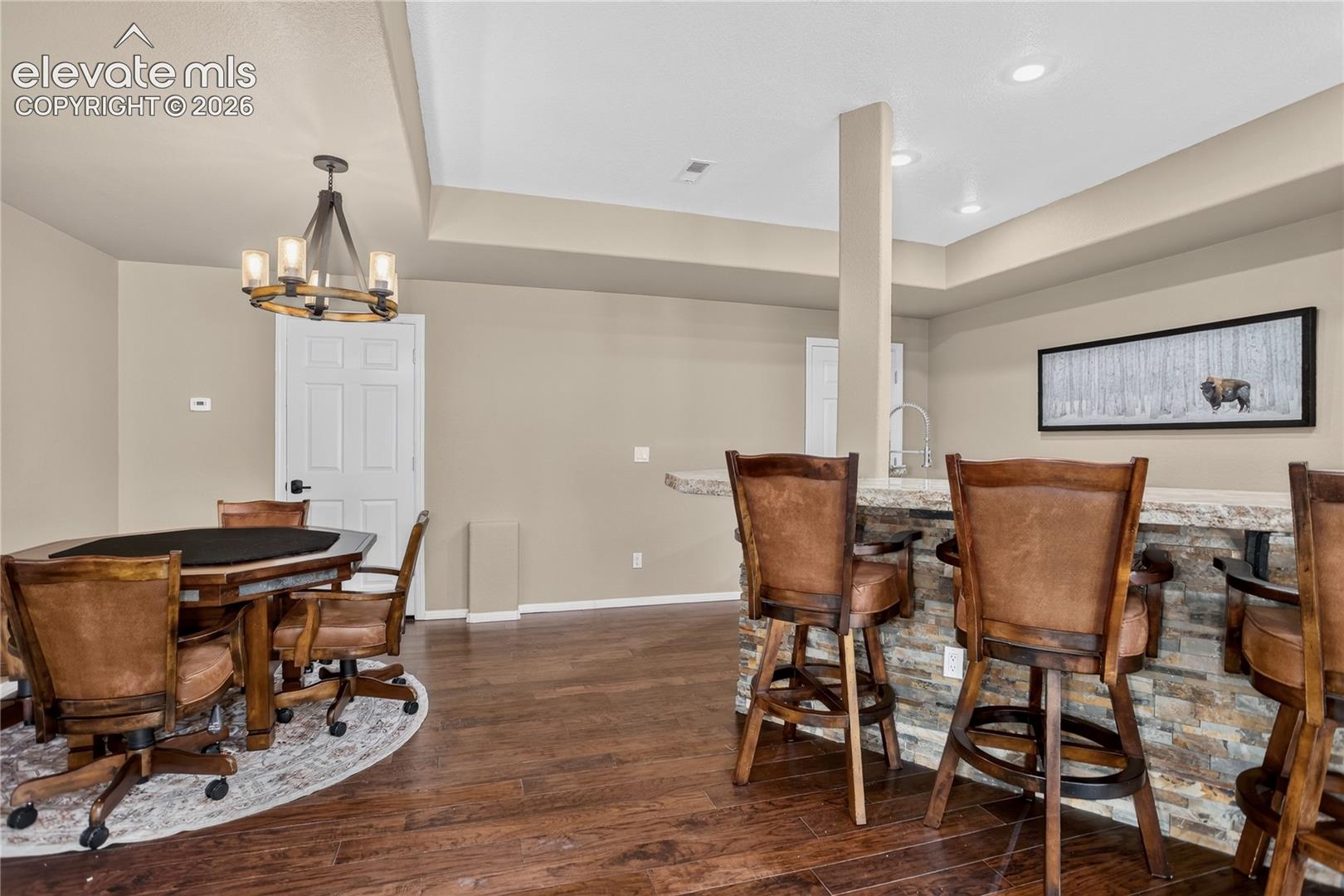 Wet bar w/ barstool seating & matching game table set
