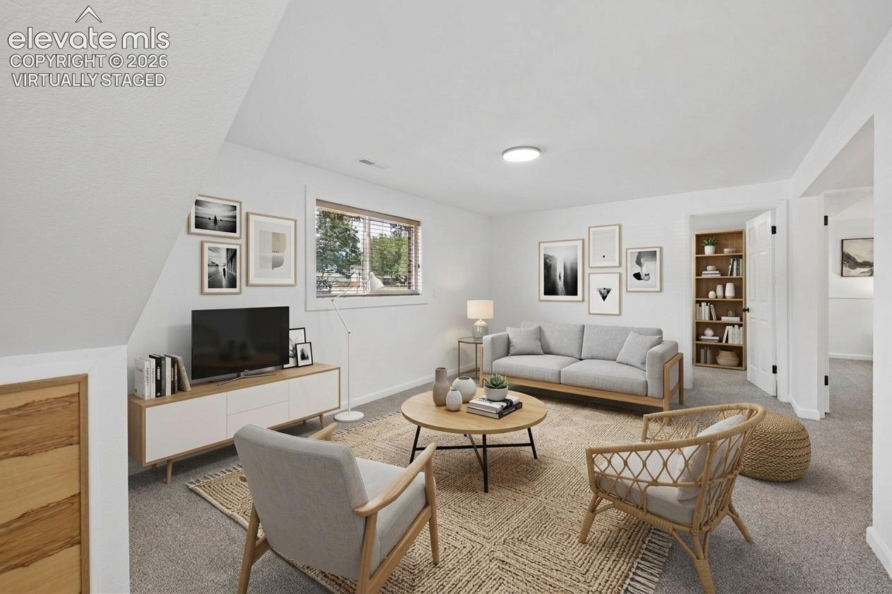 Family room, virtually staged