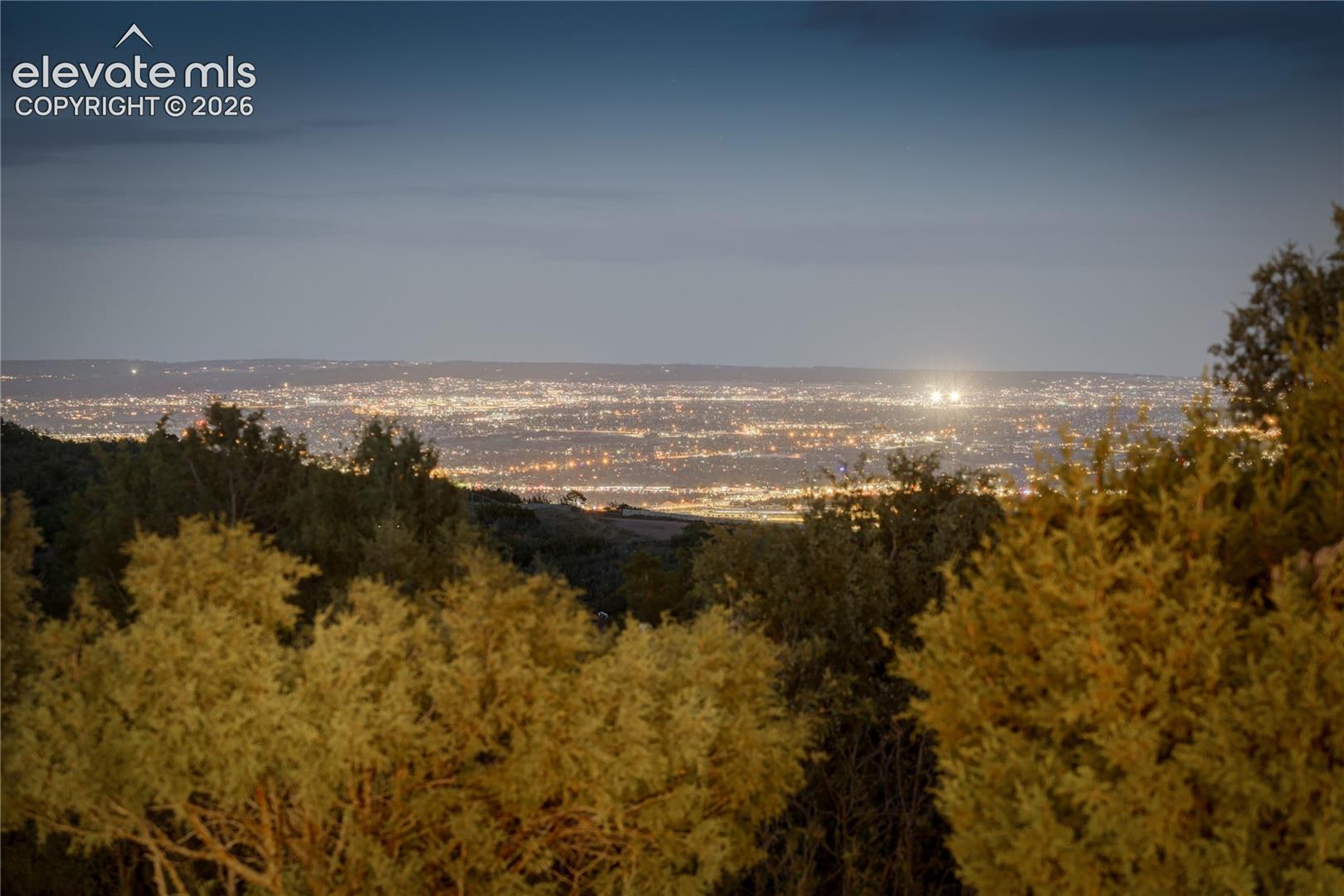 Twinkling city lights at night