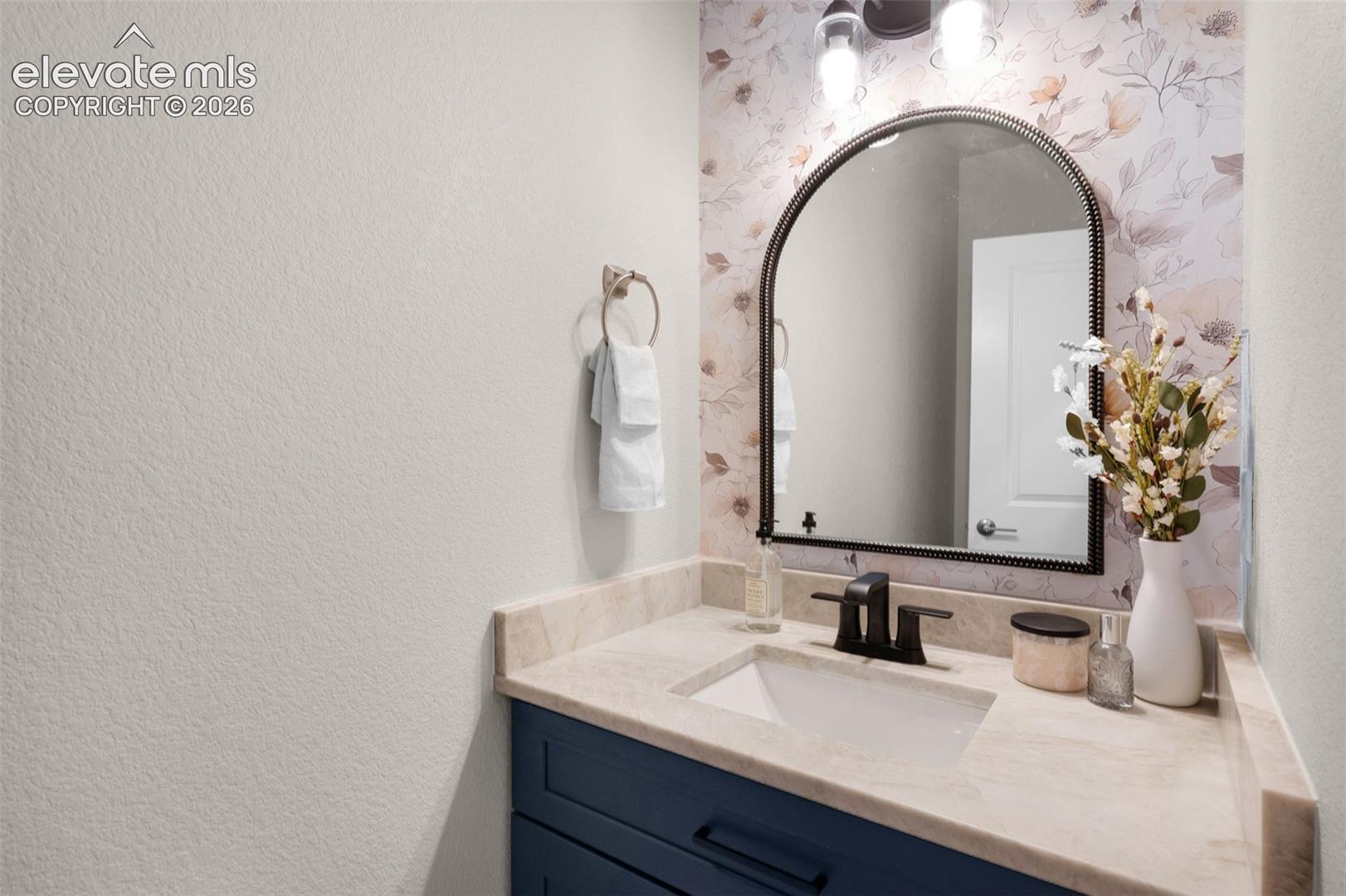 Arched mirror with dark bronze trim