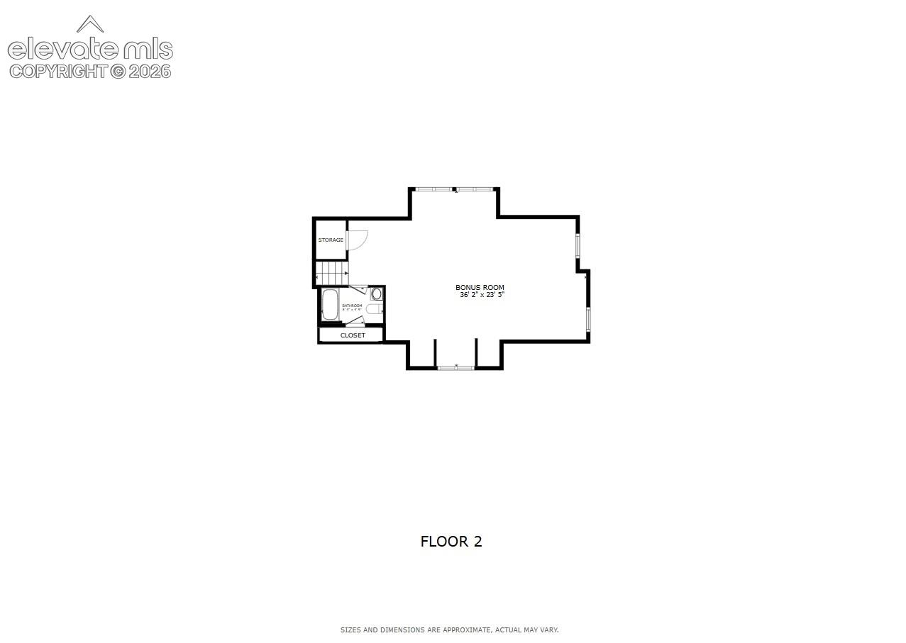 Floor plan for bonus space above garage
