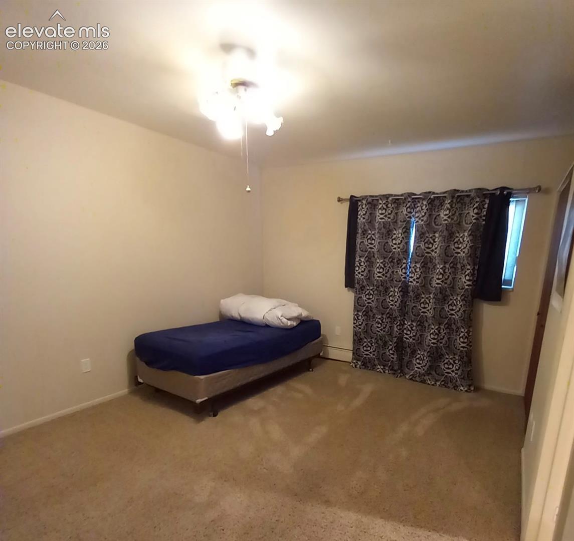 Neutral wall finishes, carpeted flooring, and a multi-light ceiling fixture
