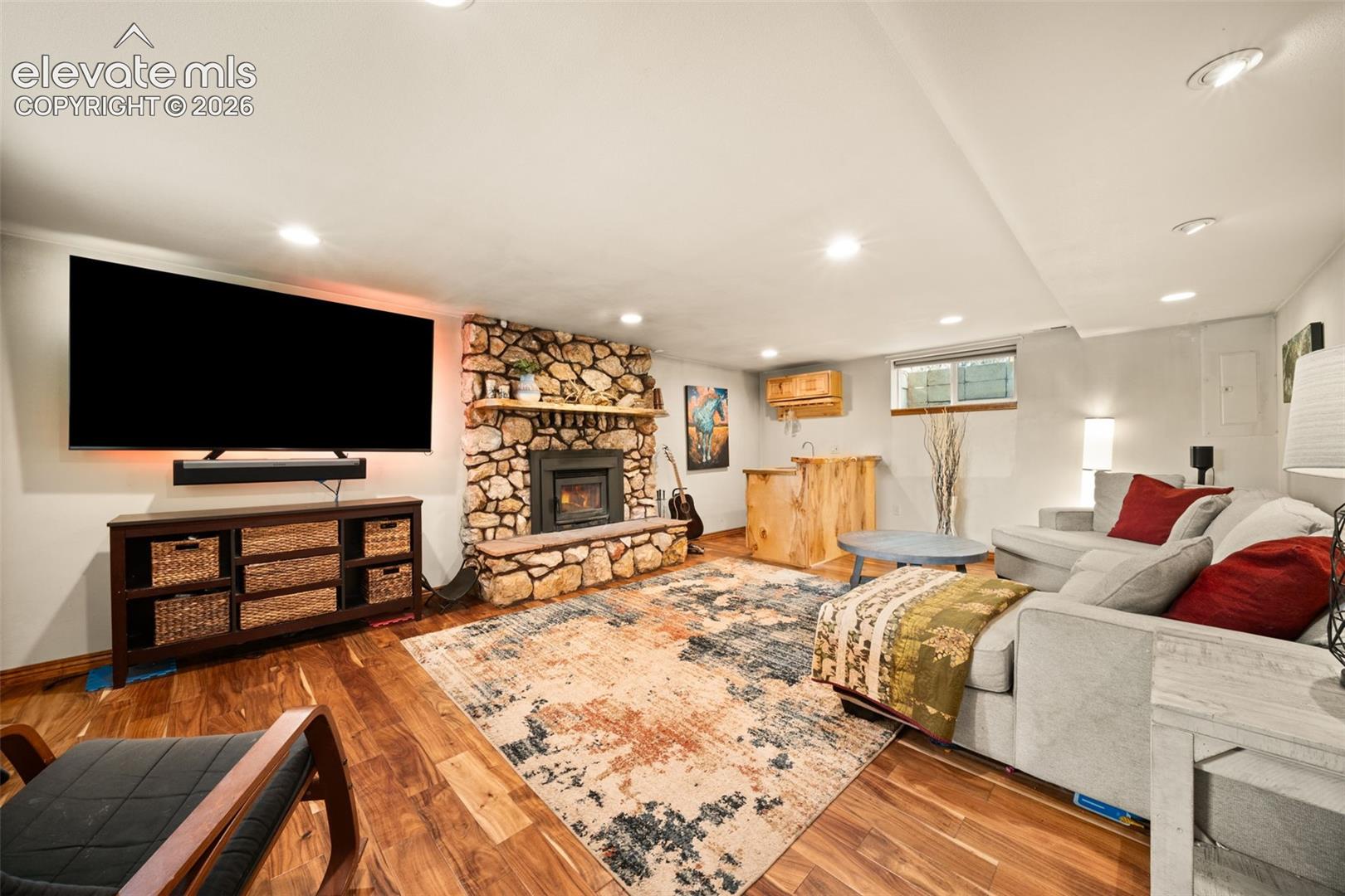 Locally sourced quartz fireplace