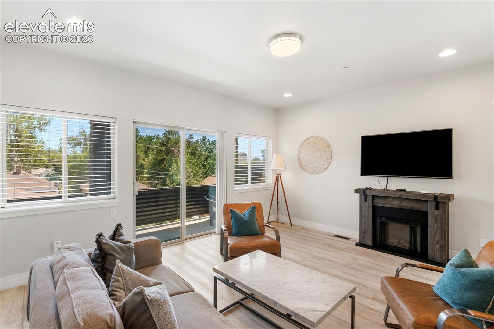 Living room with private front deck
