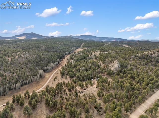 Drone / aerial view of a mountainous background