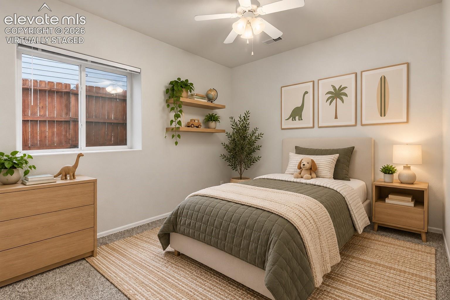 Additional Bedroom with Ceiling Fan! Virtually Staged