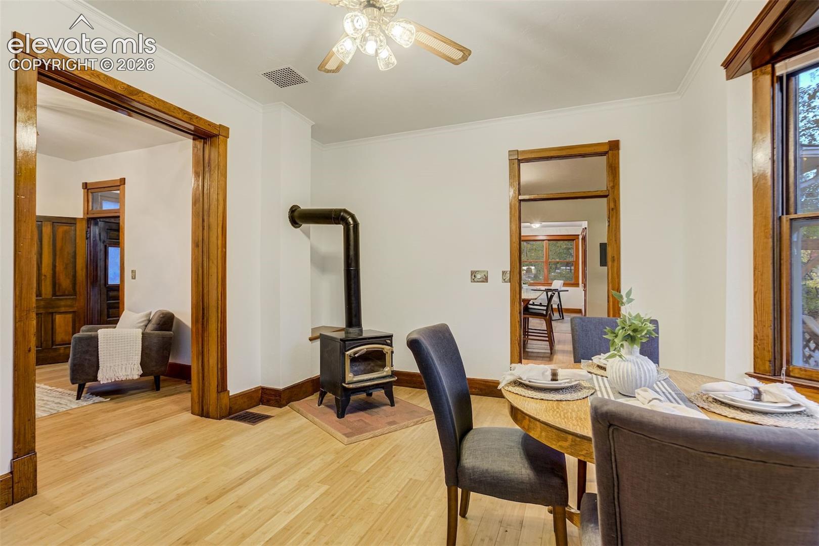 View of dining/sitting area into the living room