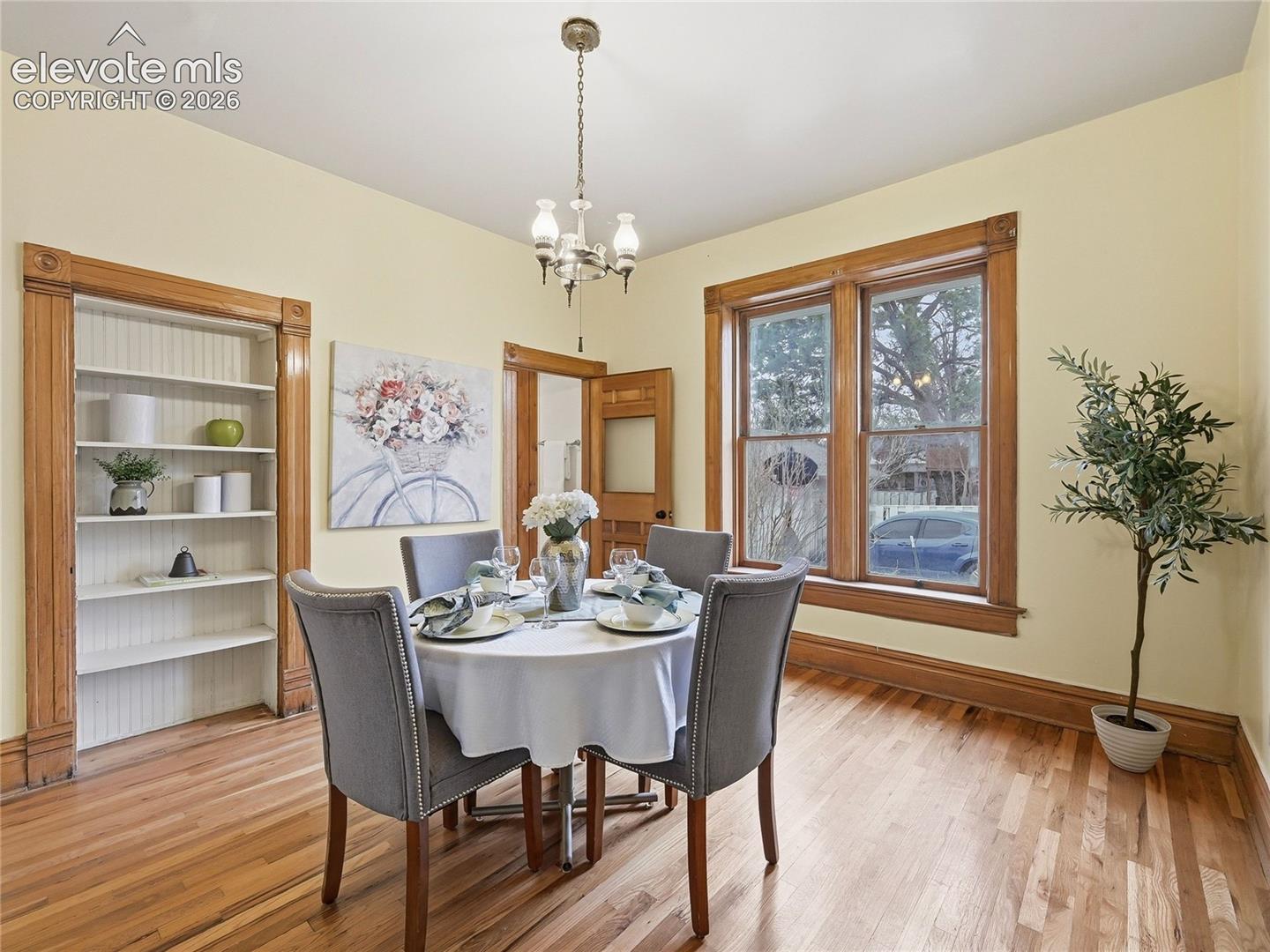 Dining room with built-in's.