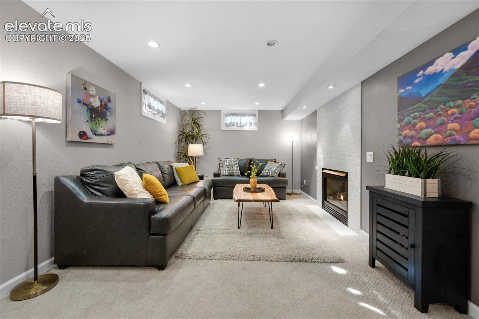 Family room with gas fireplace