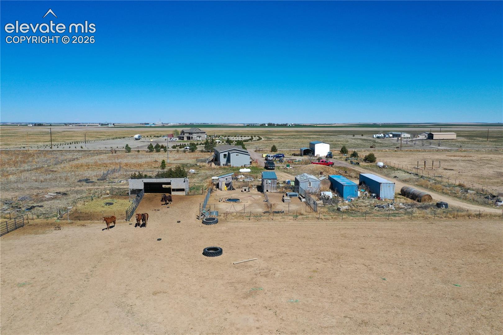 Aerial view of sparsely populated area