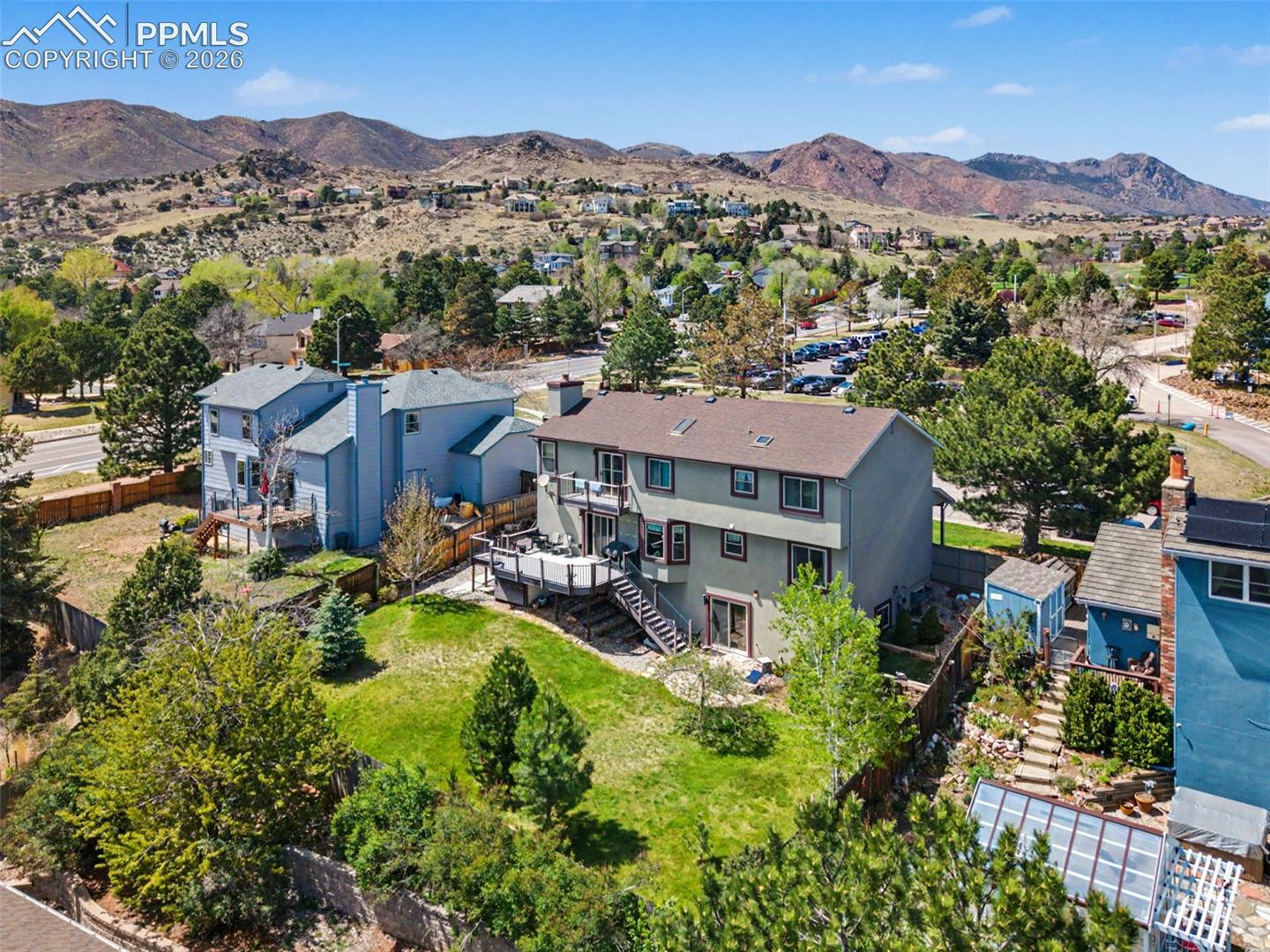 Aerial view of the back of the home.