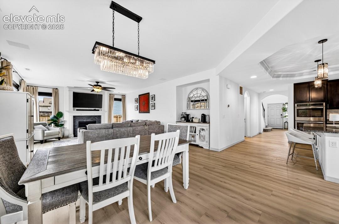 Walk out to backyard, luxury vinyl, chandelier