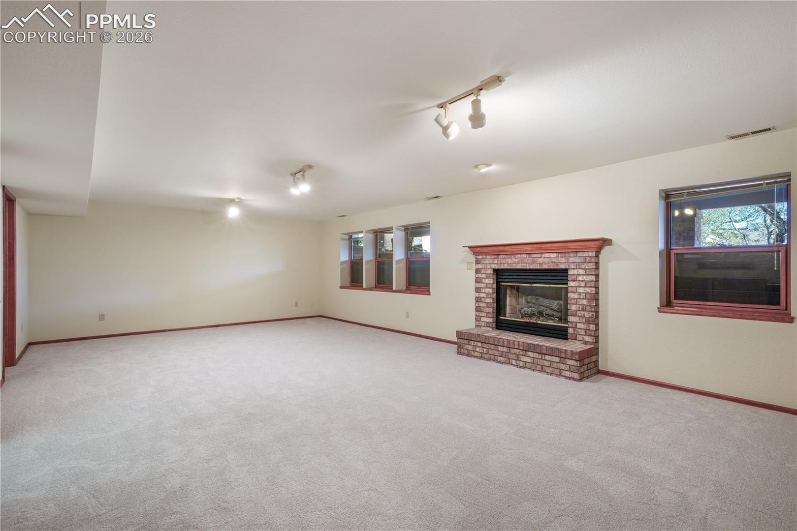 Basement family room, new carpet