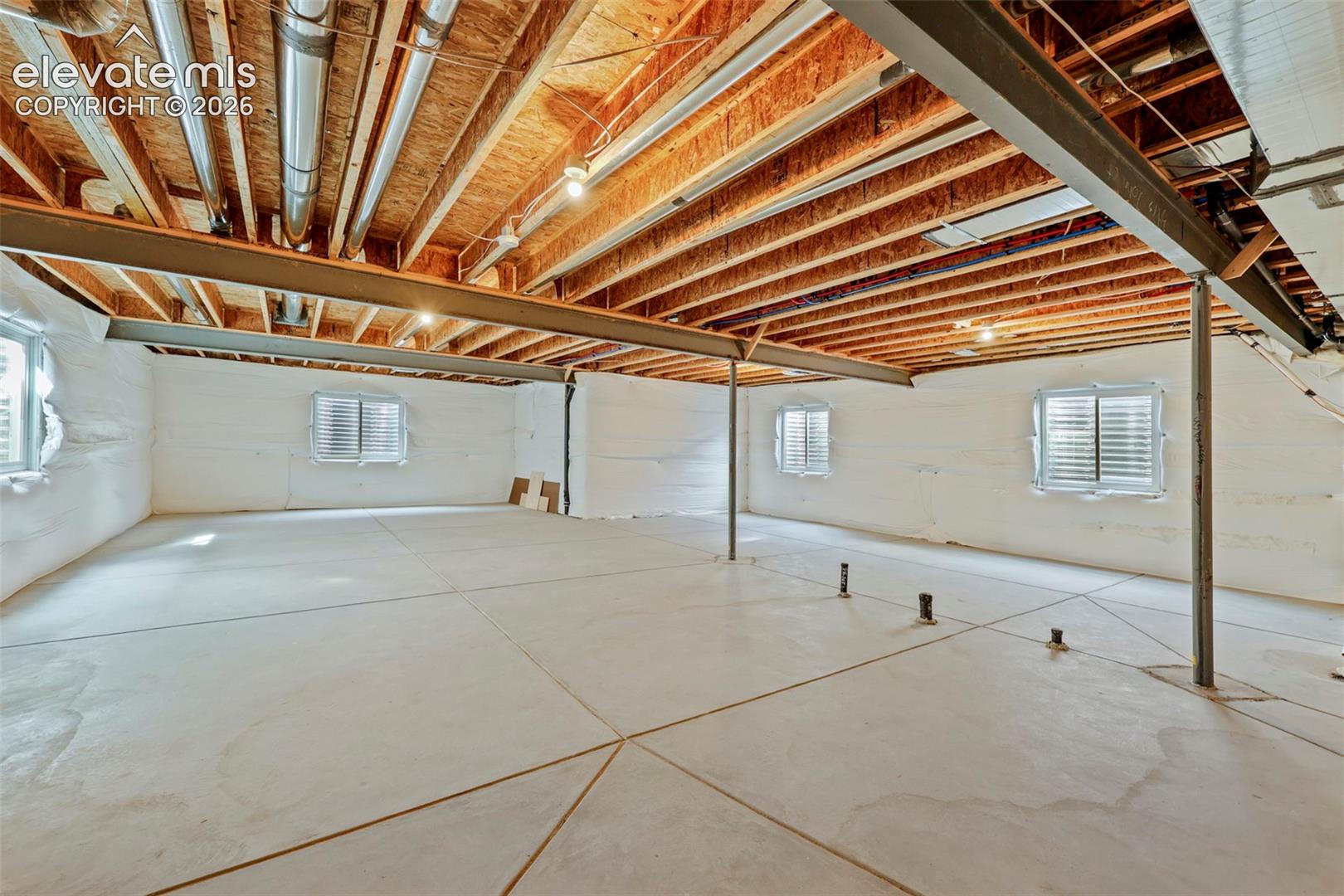 four egress windows, rough-in plumbing
