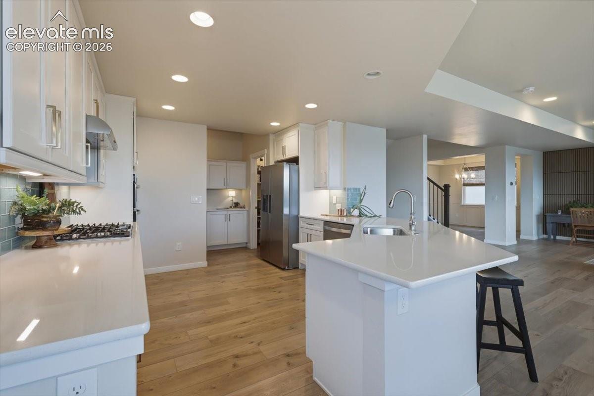 walk in pantry and expansive countertops