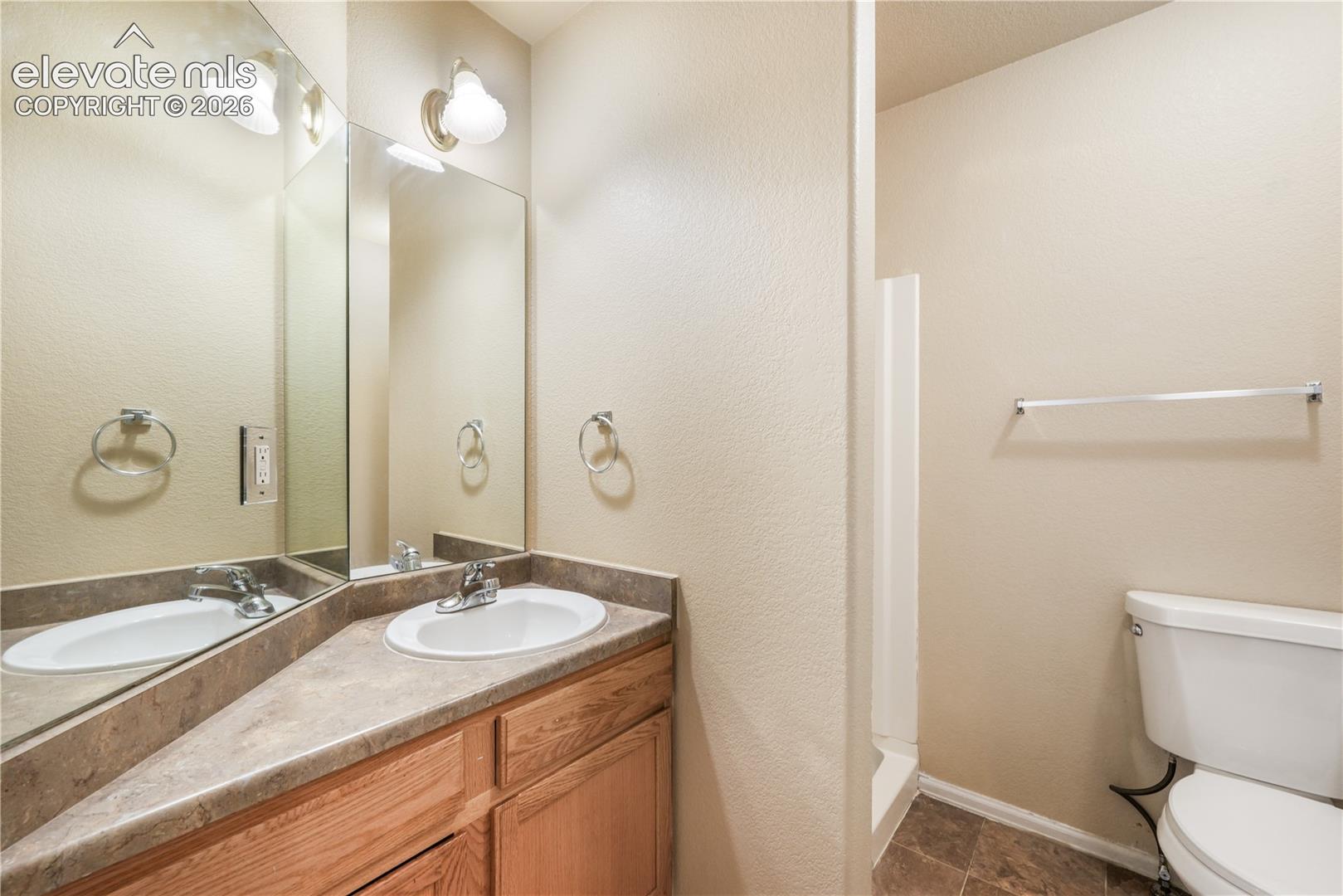 Main level 3/4 bath with access to the front bedroom