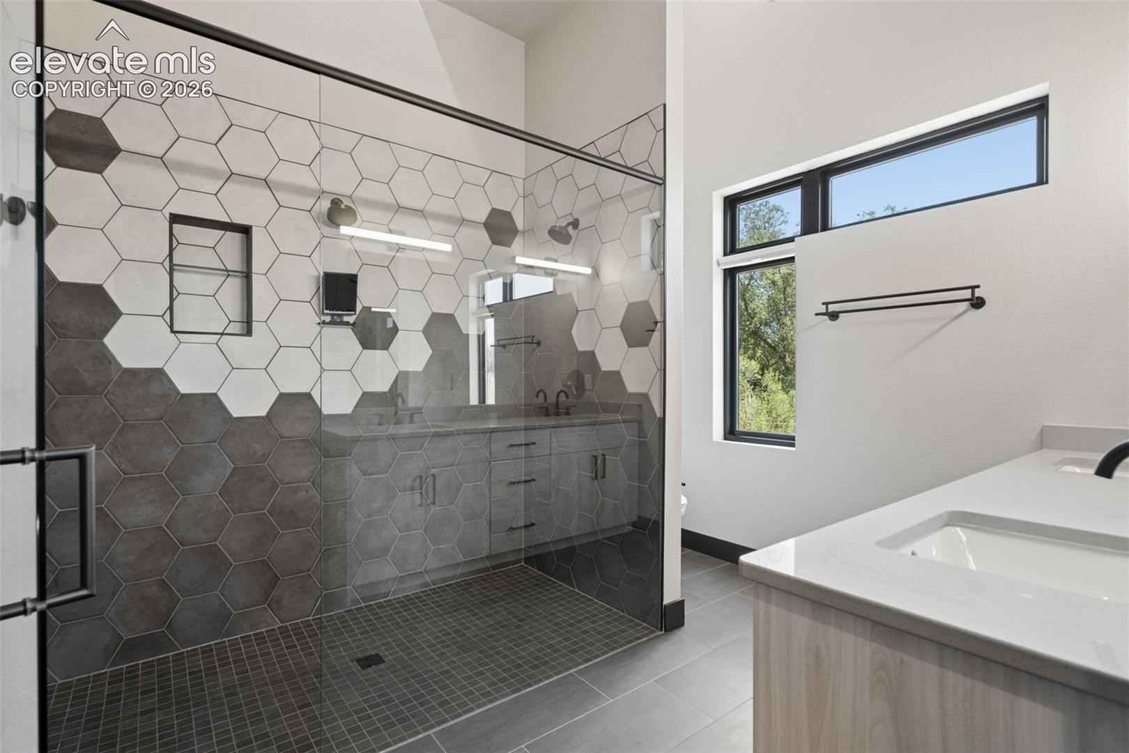 Spa Shower with Custom Tilework