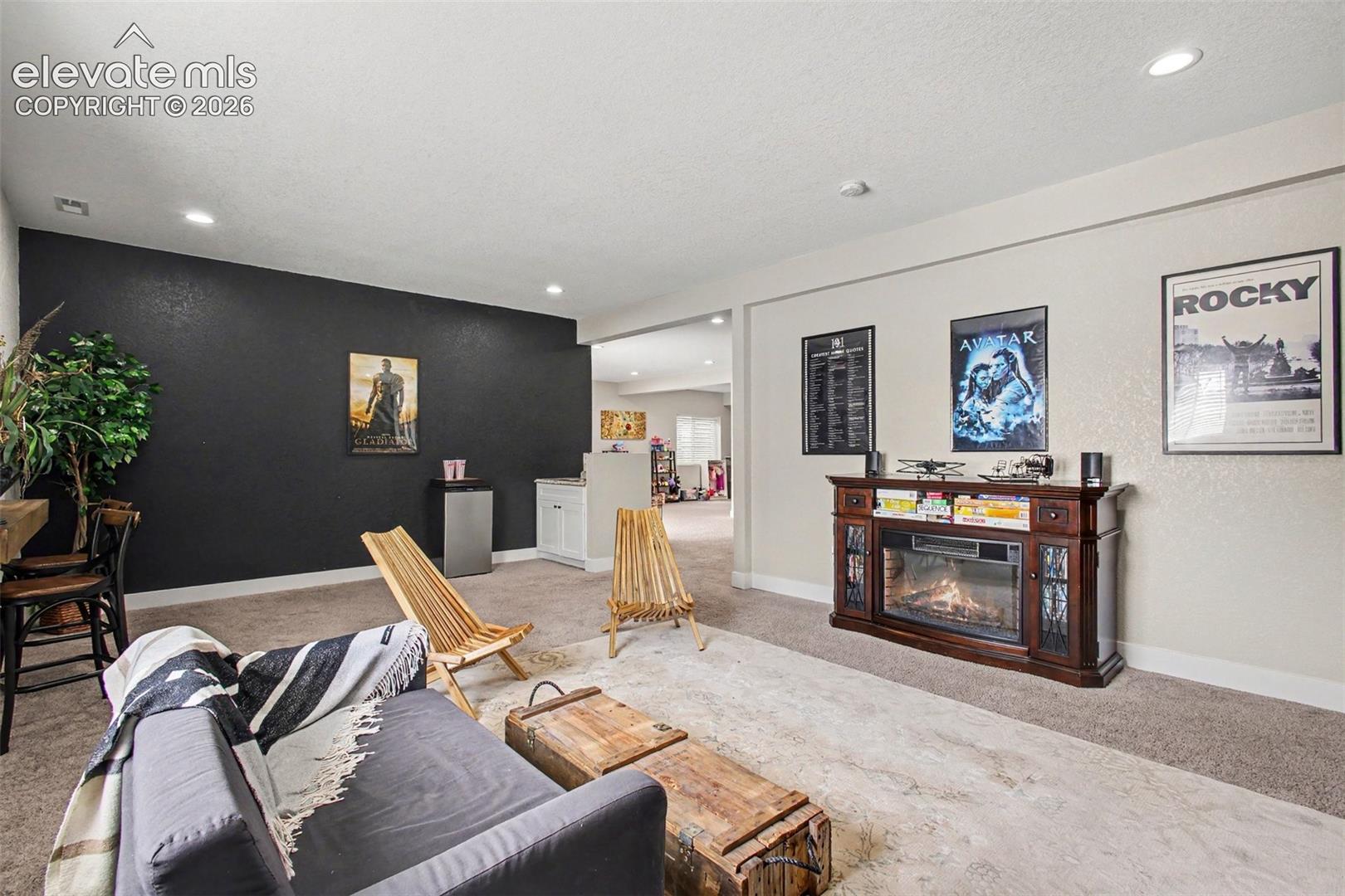 Dedicated media area/office space in basement