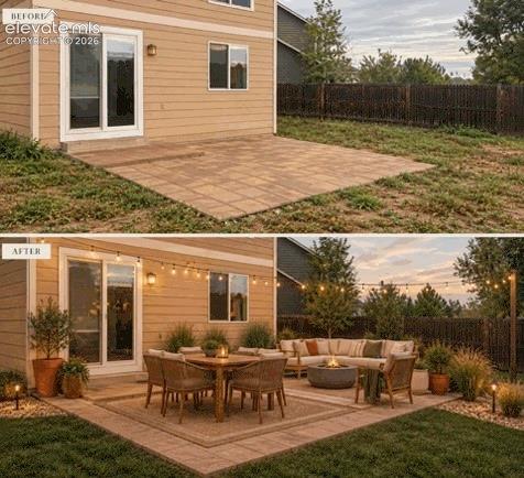 Property Renovation. Comparison of an outdoor patio area before and after upgrades