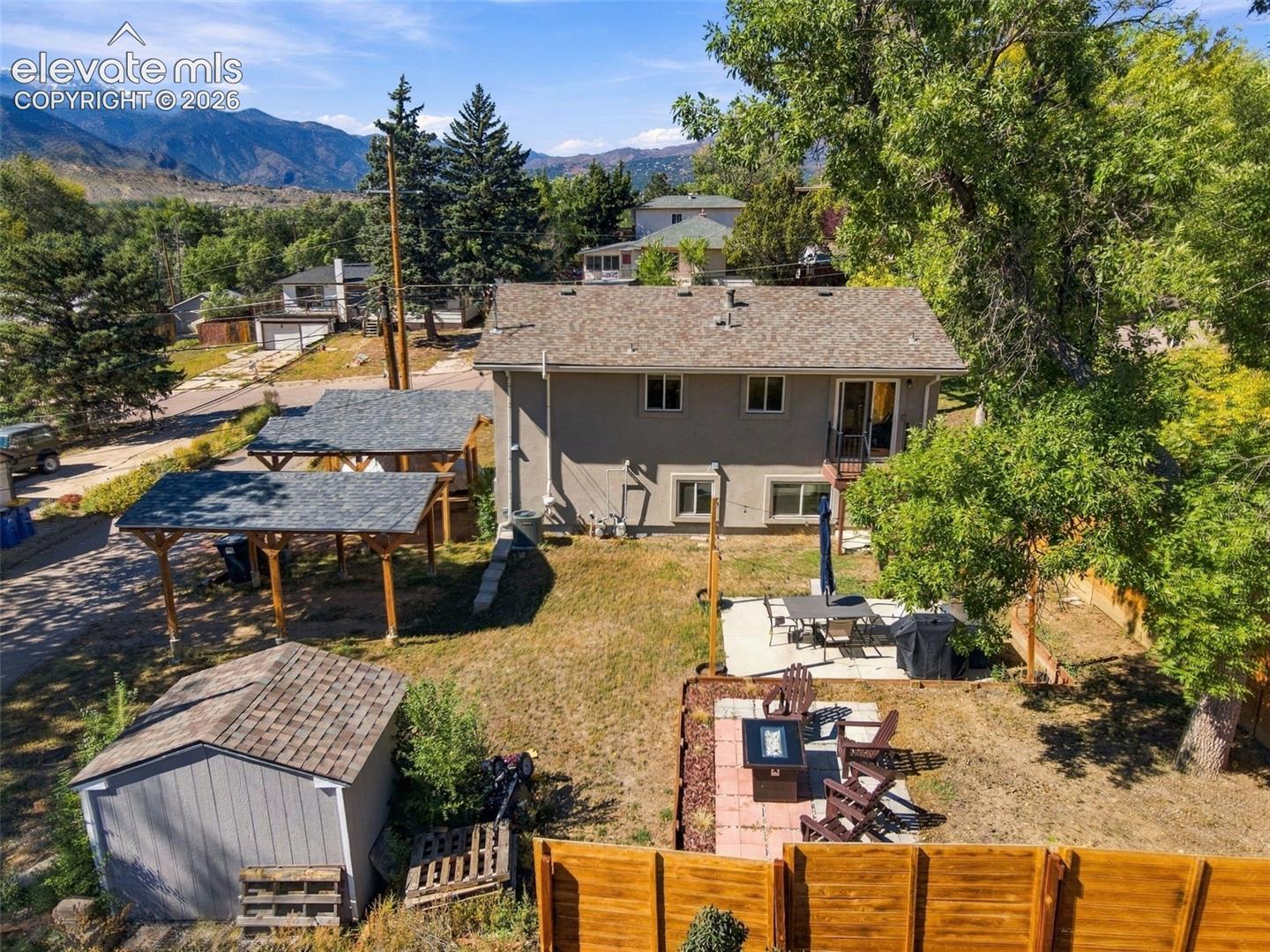 Aerial view or property and back yard