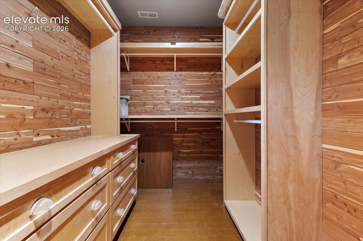 Cedar lined primary bedroom closet.