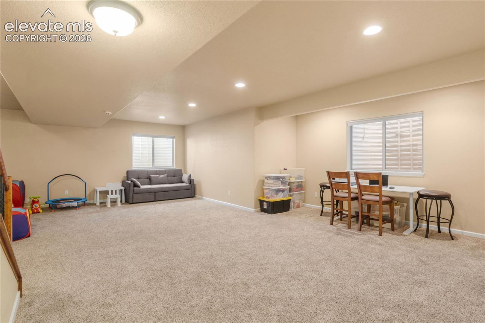 Lower level area, 
9ft. ceilings