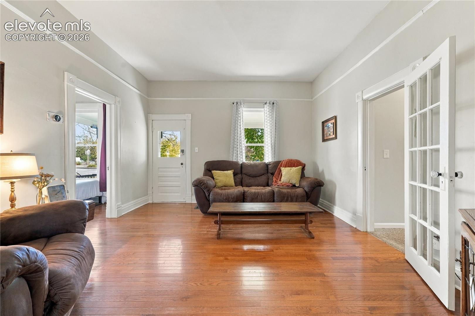 Living room at front door entry 