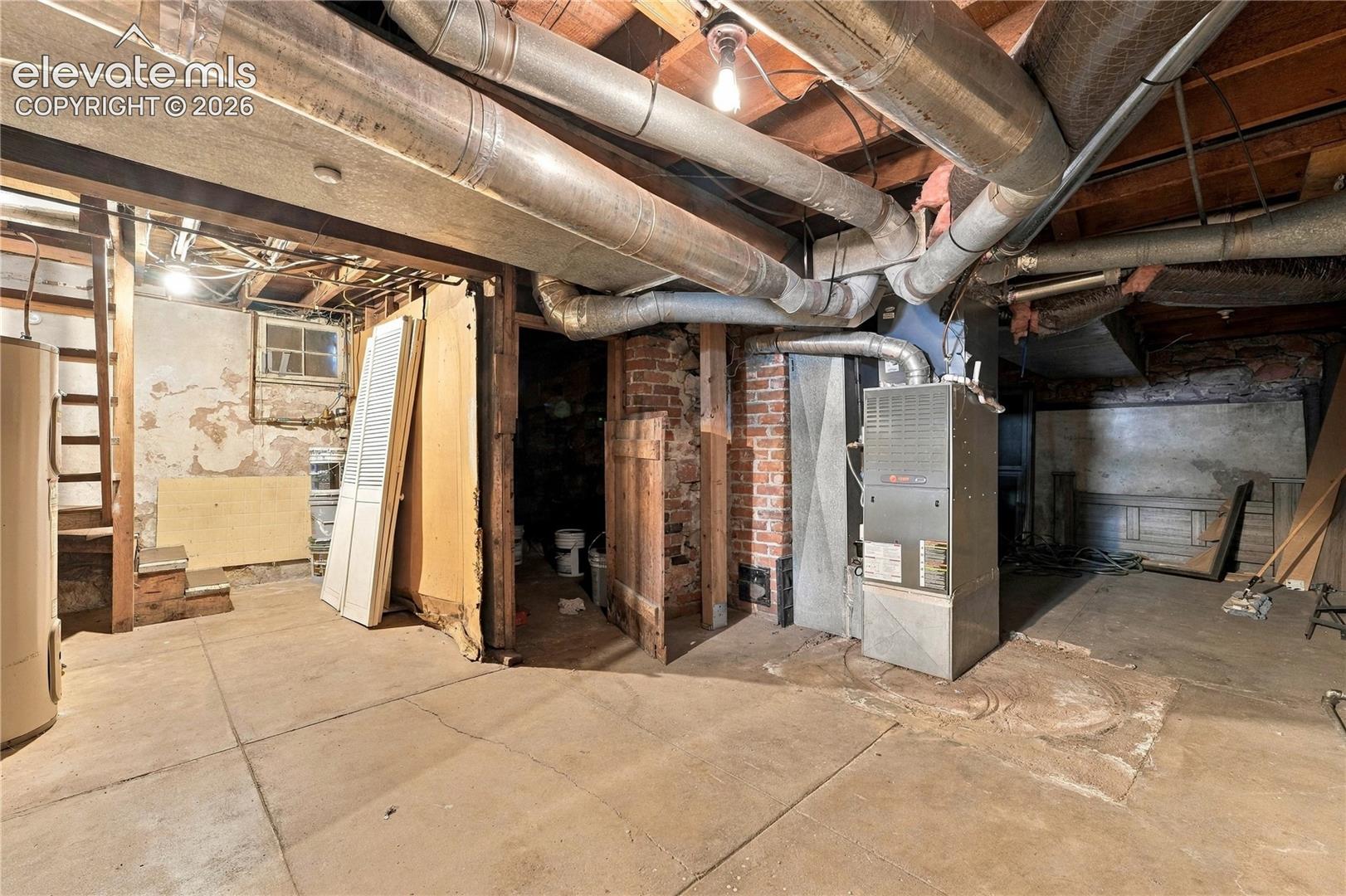 Basement with HVAC and laundry