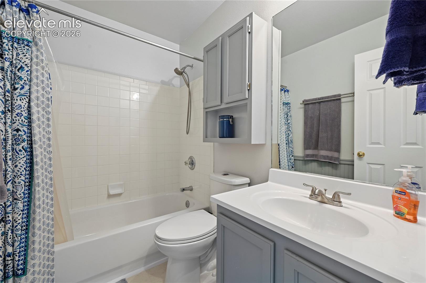 Full bathroom upstairs just outside bedrooms #2 and #3.