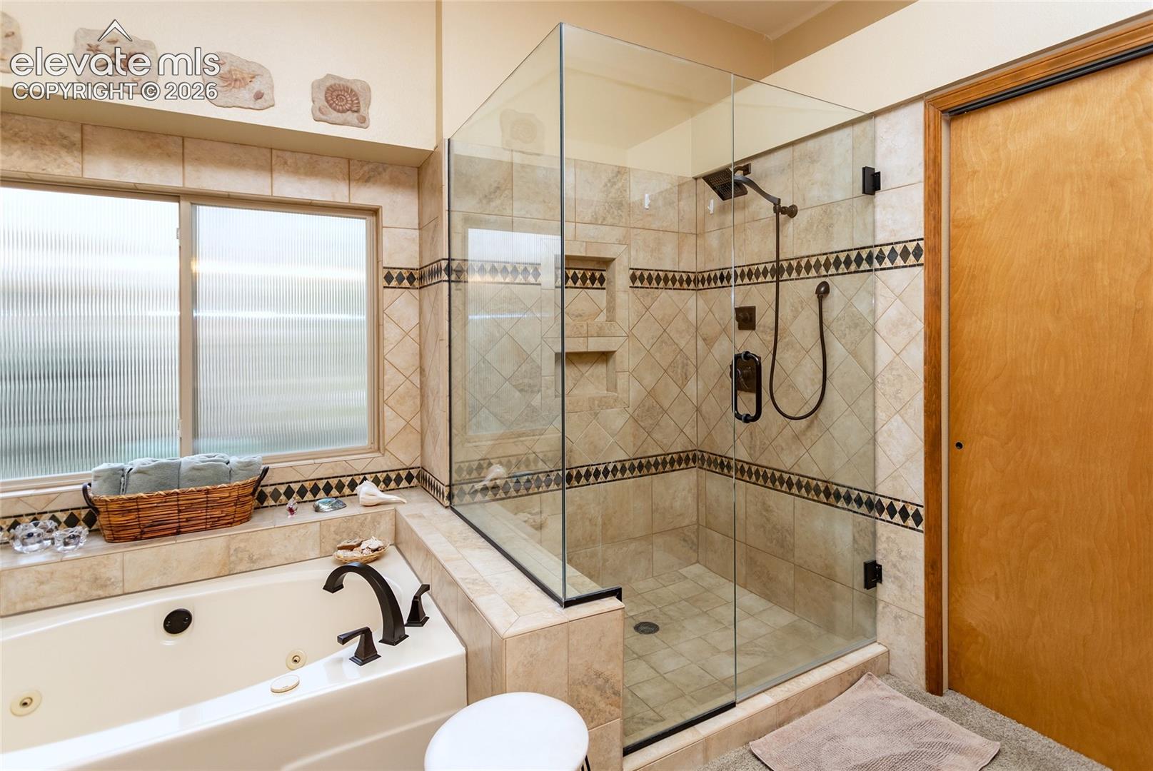 Primary Bathroom Shower and Jetted Tub