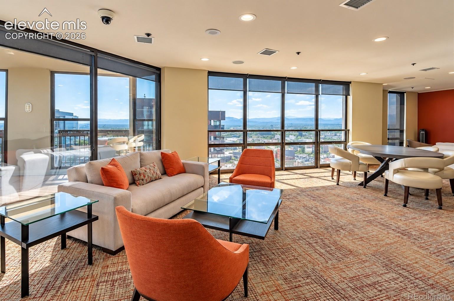Wall-to-wall carpeting with an abstract pattern