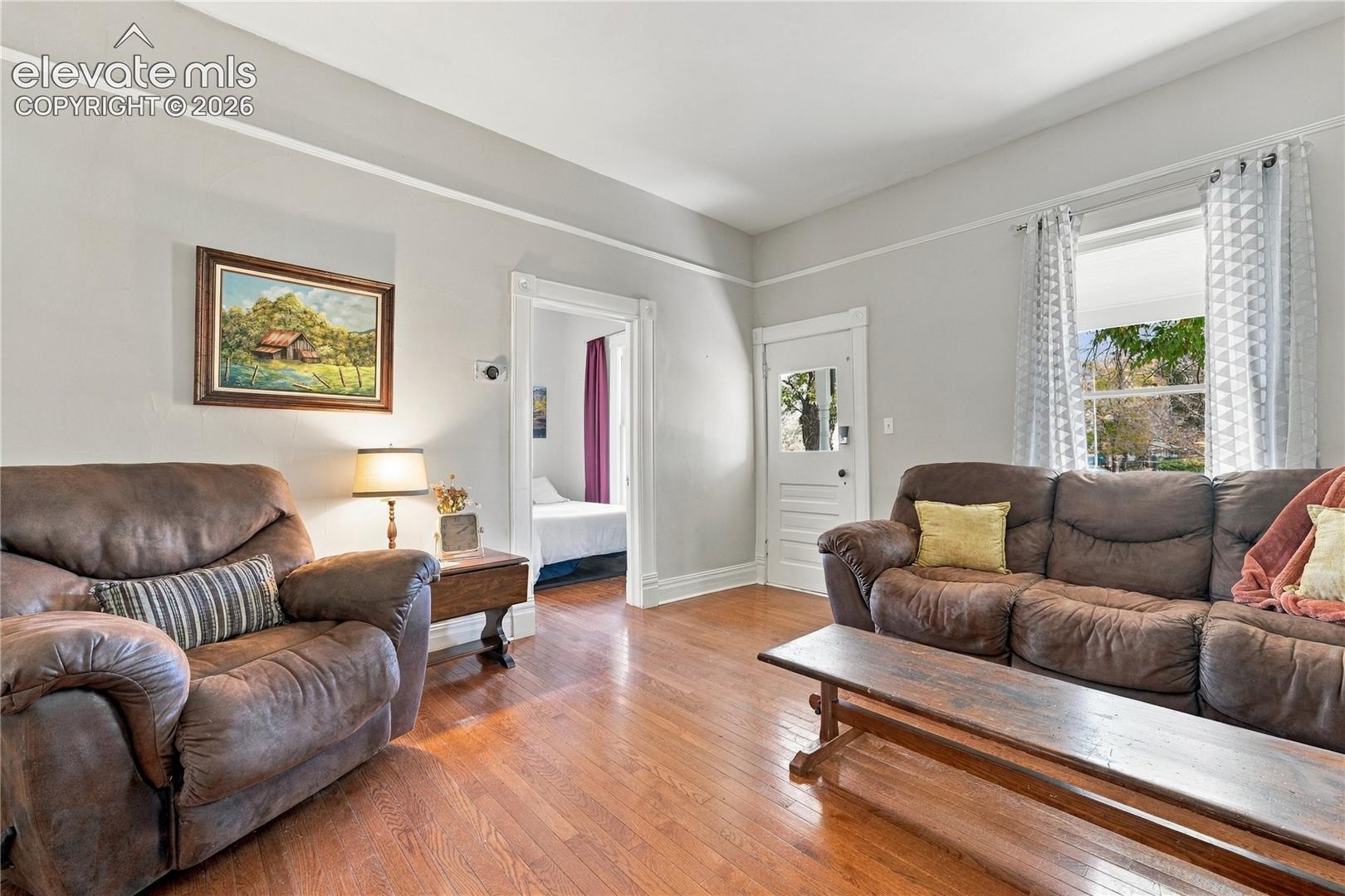 Living room at front door entry 