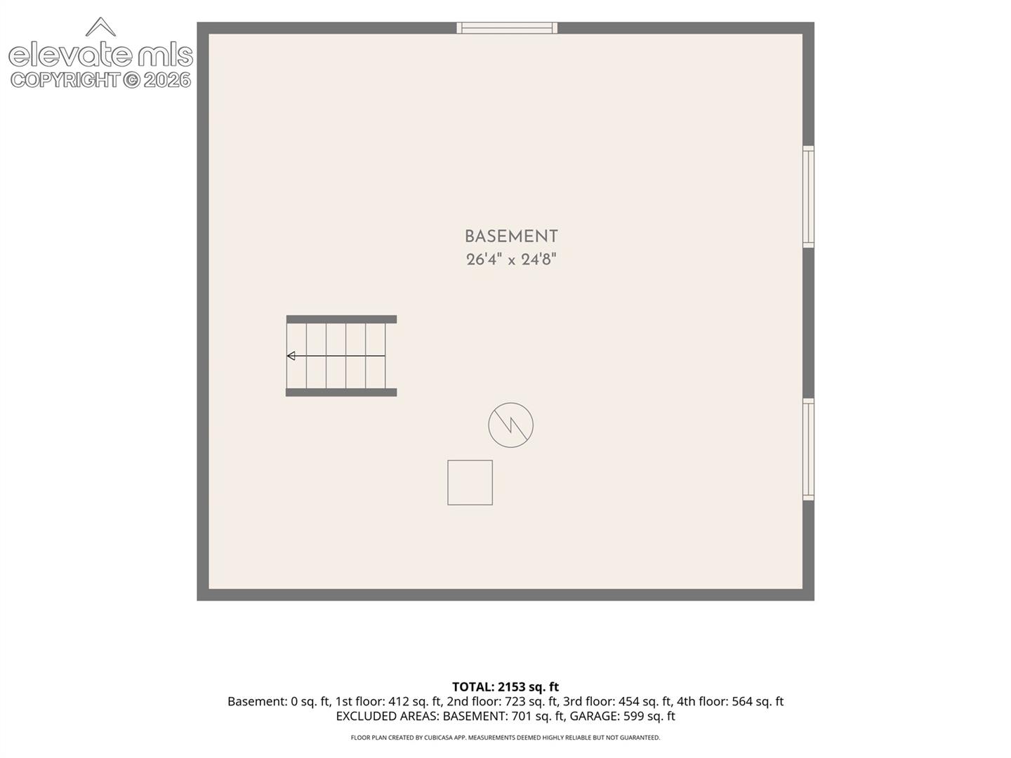 Basement-Measurements are approximate using CubiCasa