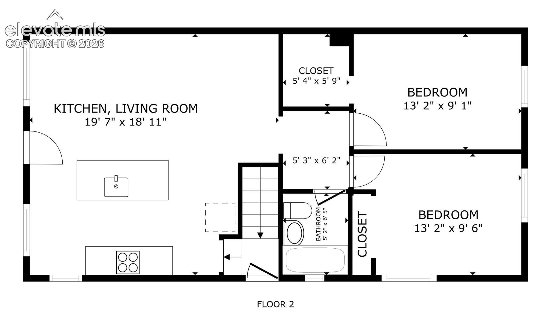Living area featuring hardwood flooring, light gray wall paint, recessed lighting, white baseboards, and a doorway opening to another room with a visible window