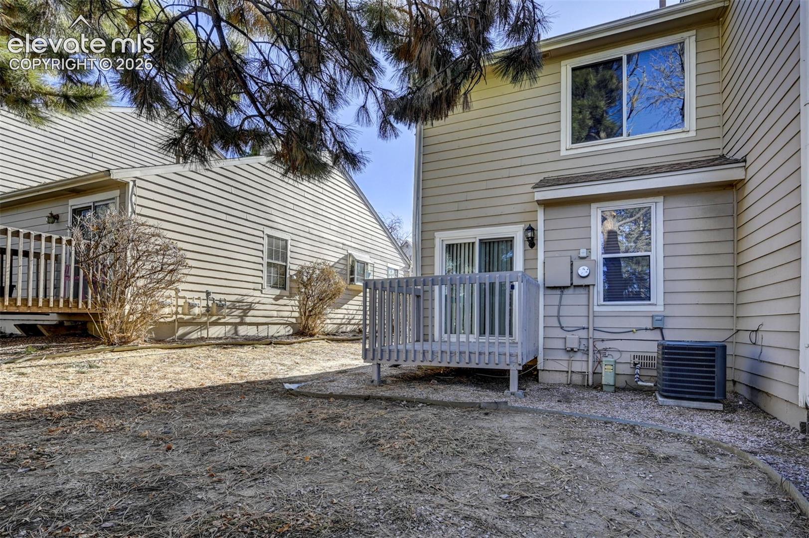 Backyard deck and paver patio.