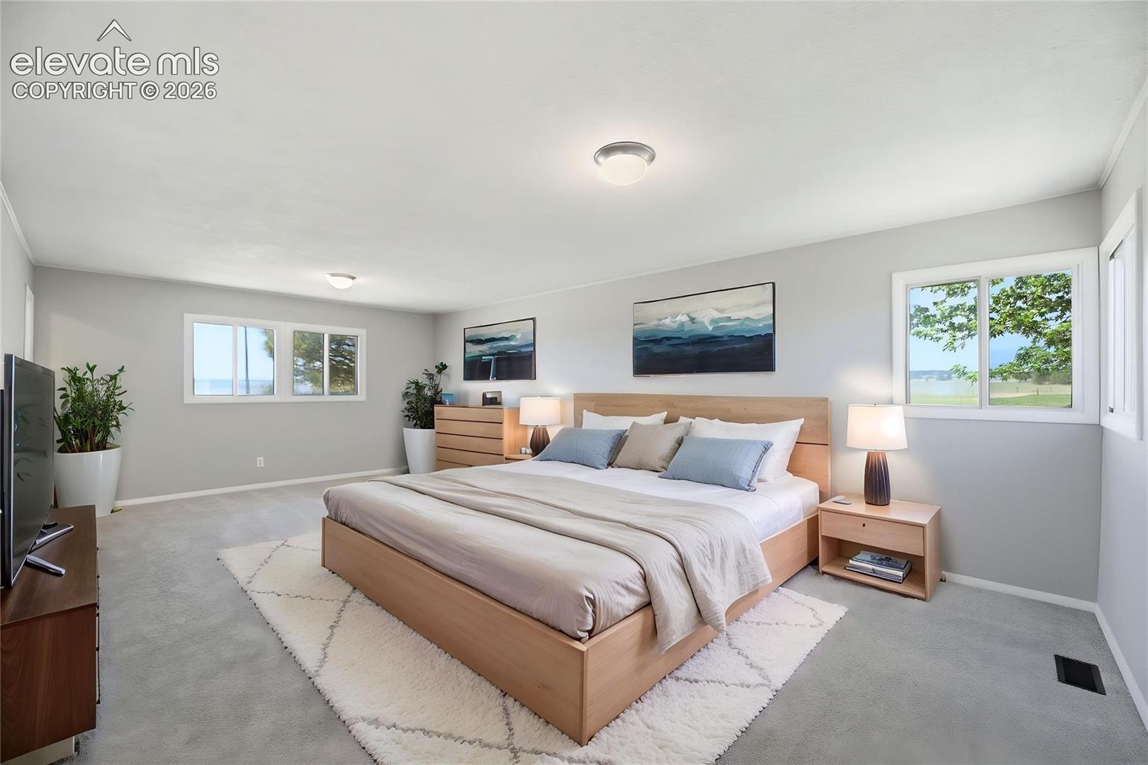 Carpet, Dual Closets, Primary Bath, Large Room, Windows All Around